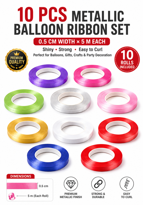 SARAOONT 10-pack metallic balloon curling ribbon rolls assorted colors