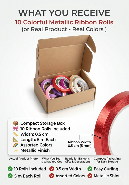 Metallic curling ribbon for balloons and gift wrapping