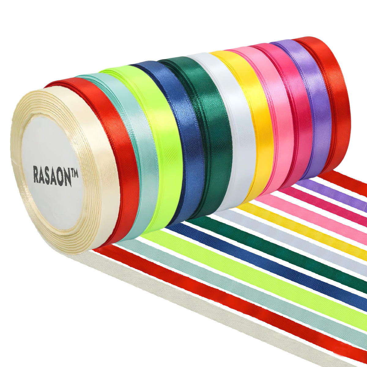 12-Pack Satin Ribbon Rolls – 1/4 Inch x 25 Yards Each, Assorted Colors for Gift Wrapping, Crafts & Decorations