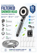 Filtered shower head set with 10 replaceable cartridges
