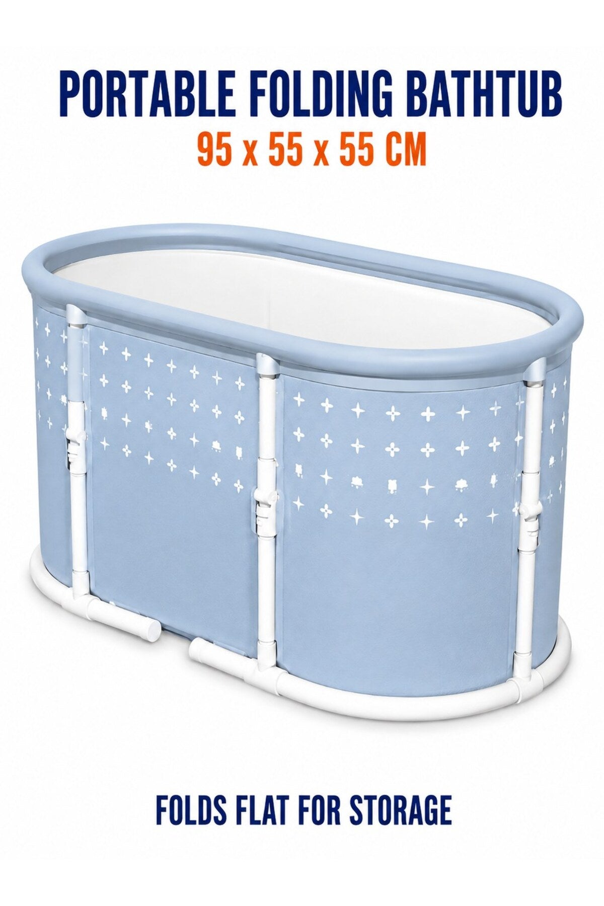 Blue portable folding bathtub for adults 95cm