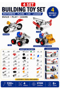 4-pack metal building construction toy set with tools
