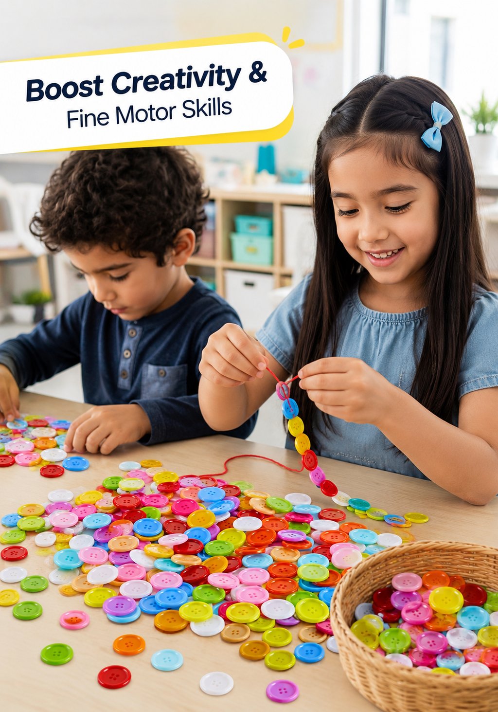 1400-Piece Colorful Craft Buttons – 15mm 4-Hole Sewing & DIY Buttons for Crafts, Clothing & School Projects