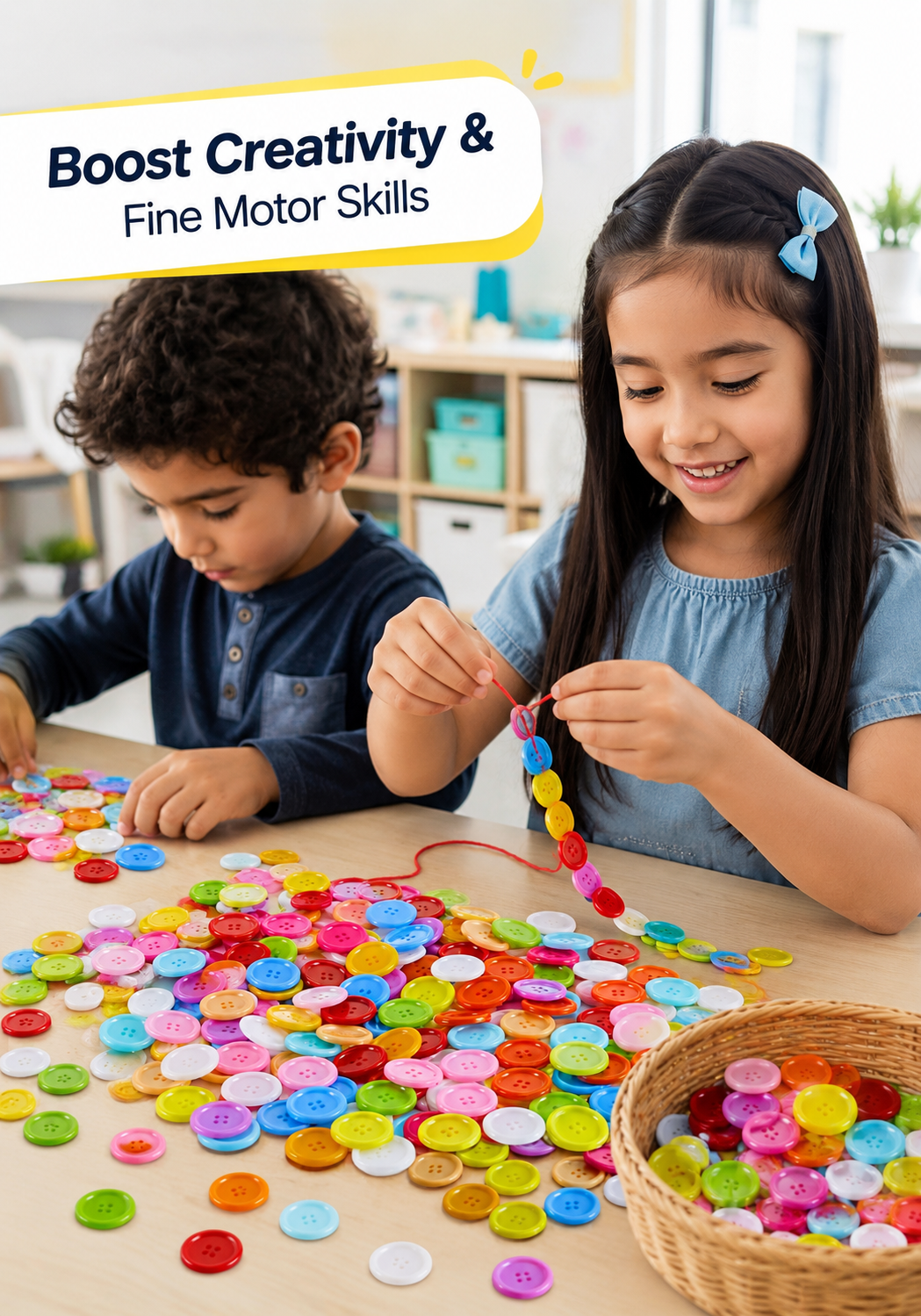 1400-Piece Colorful Craft Buttons – 15mm 4-Hole Sewing & DIY Buttons for Crafts, Clothing & School Projects
