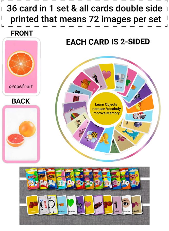 12-Set Kids Educational Flash Cards – 432 Double-Sided Learning Cards for Preschool & Early Education