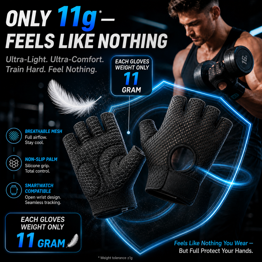 SARAOONT half finger gym gloves with breathable mesh and non-slip grip