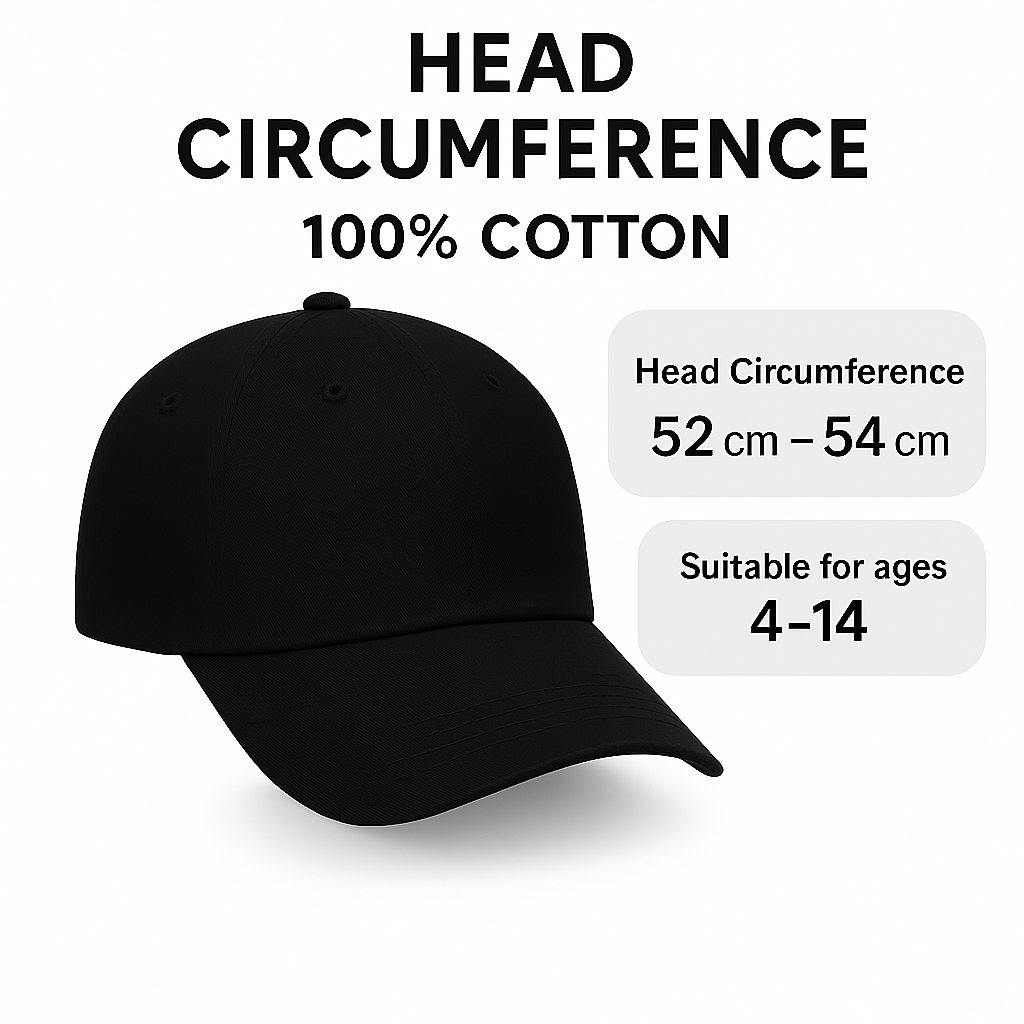 Kids 100% Cotton Baseball Cap | Adjustable Sun Hat for Boys & Girls (Ages 4–14)