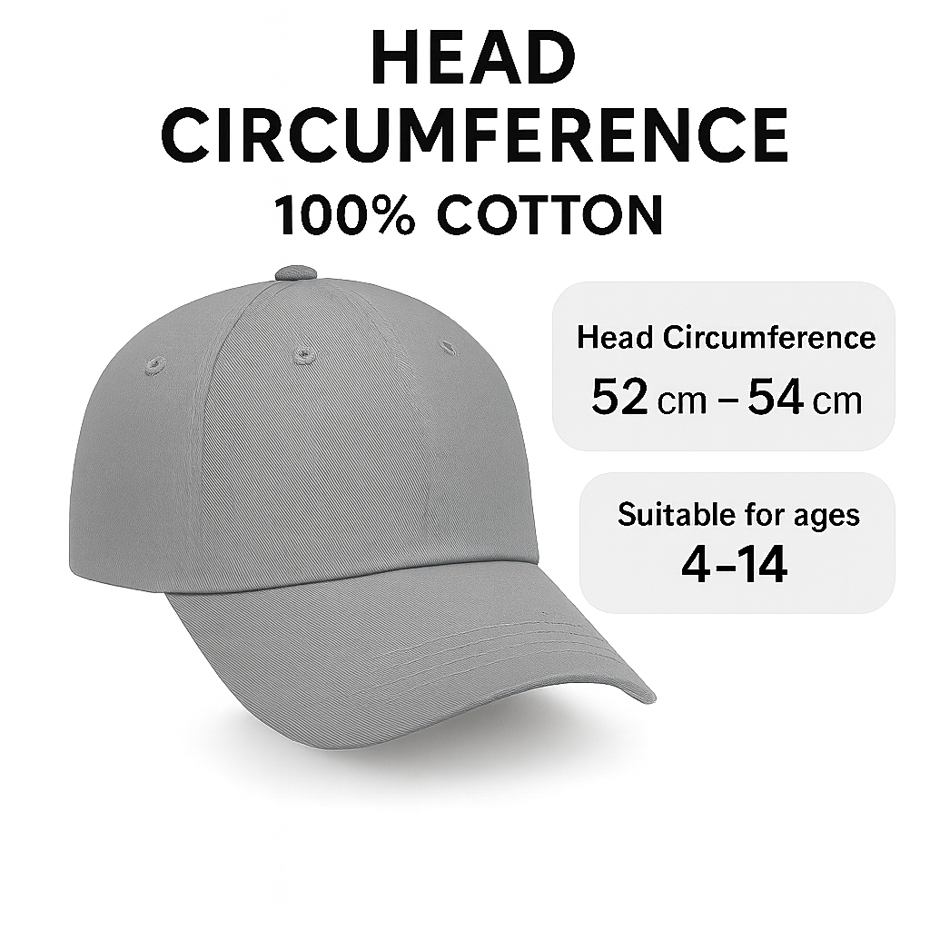 Kids 100% Cotton Baseball Cap | Adjustable Sun Hat for Boys & Girls (Ages 4–14)