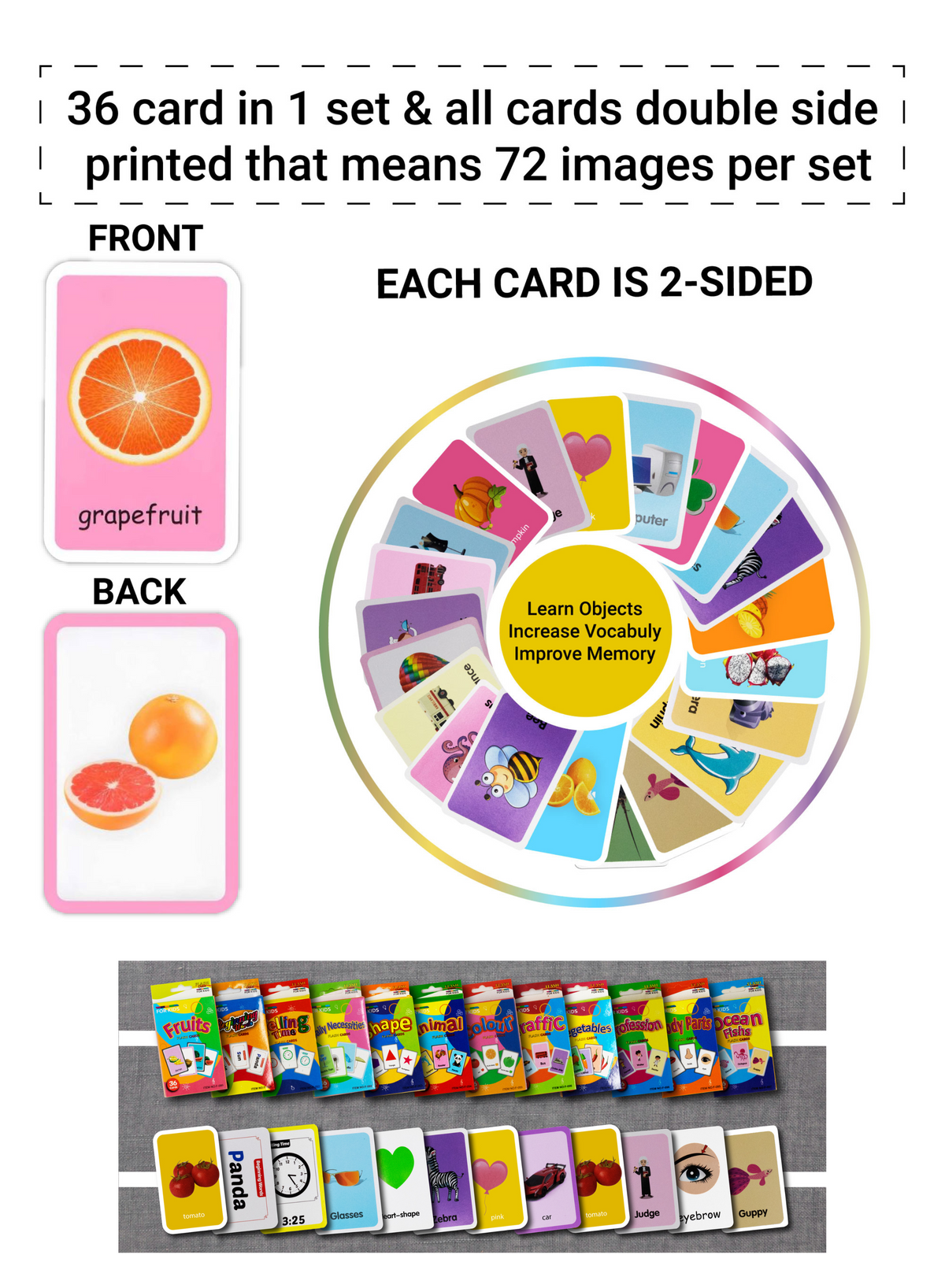 12-Set Kids Educational Flash Cards – 432 Double-Sided Learning Cards for Preschool & Early Education