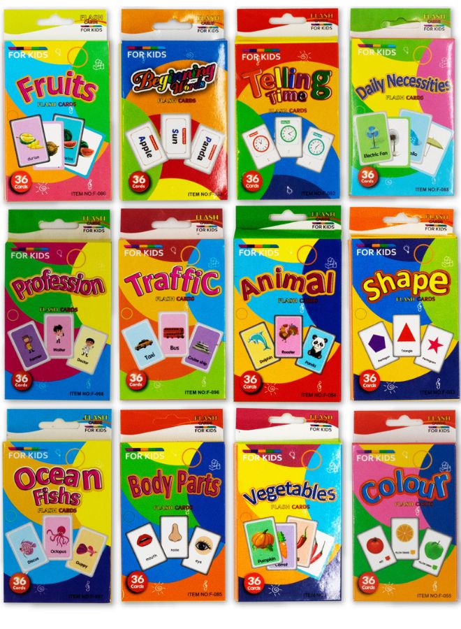 SARAOONT 12-set kids educational flash cards 432 learning cards