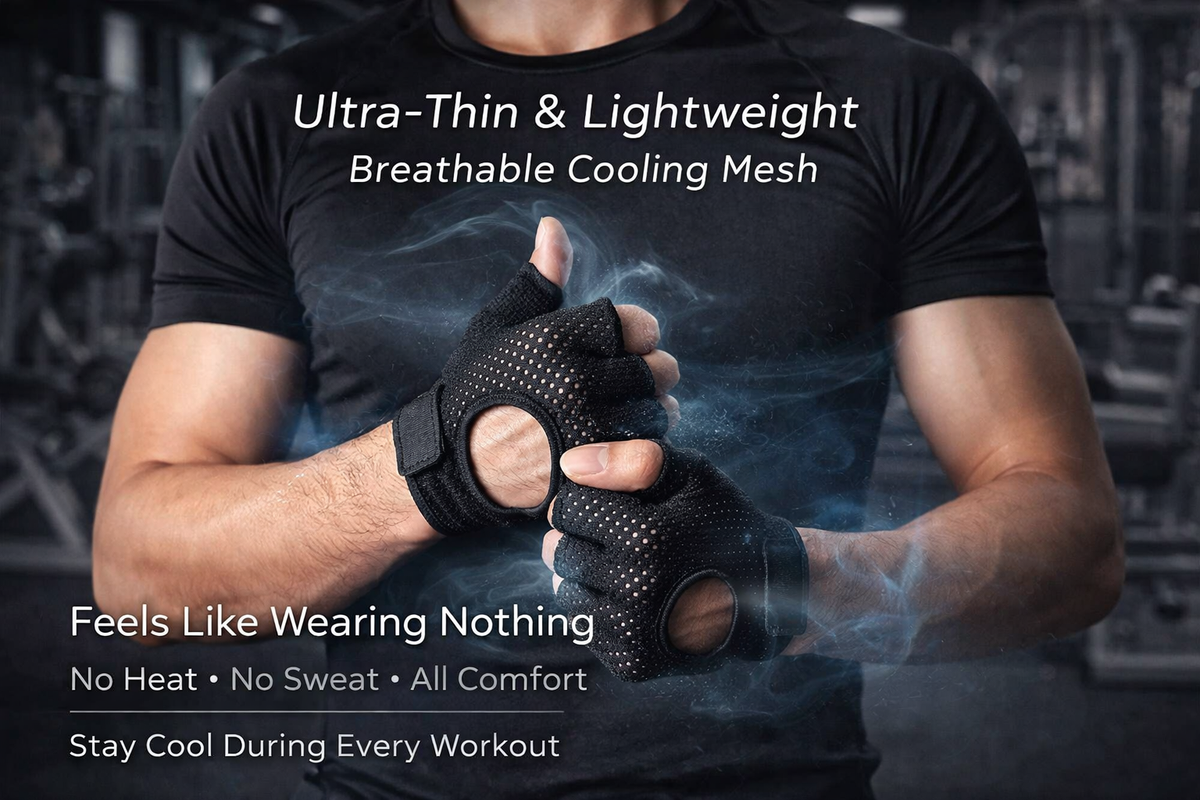 Ultra-Lightweight Half Finger Gym Gloves – Breathable Non-Slip Workout Gloves for Weightlifting, Fitness & Cycling
