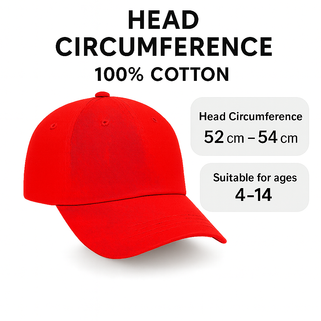 Kids 100% Cotton Baseball Cap | Adjustable Sun Hat for Boys & Girls (Ages 4–14)