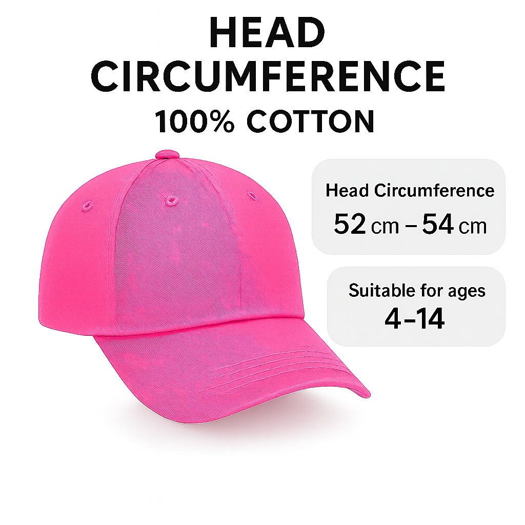 Kids 100% Cotton Baseball Cap | Adjustable Sun Hat for Boys & Girls (Ages 4–14)