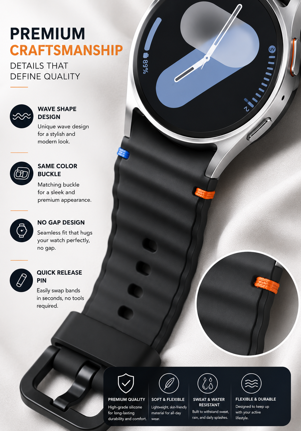 Quick release pins on 20mm Galaxy Watch band