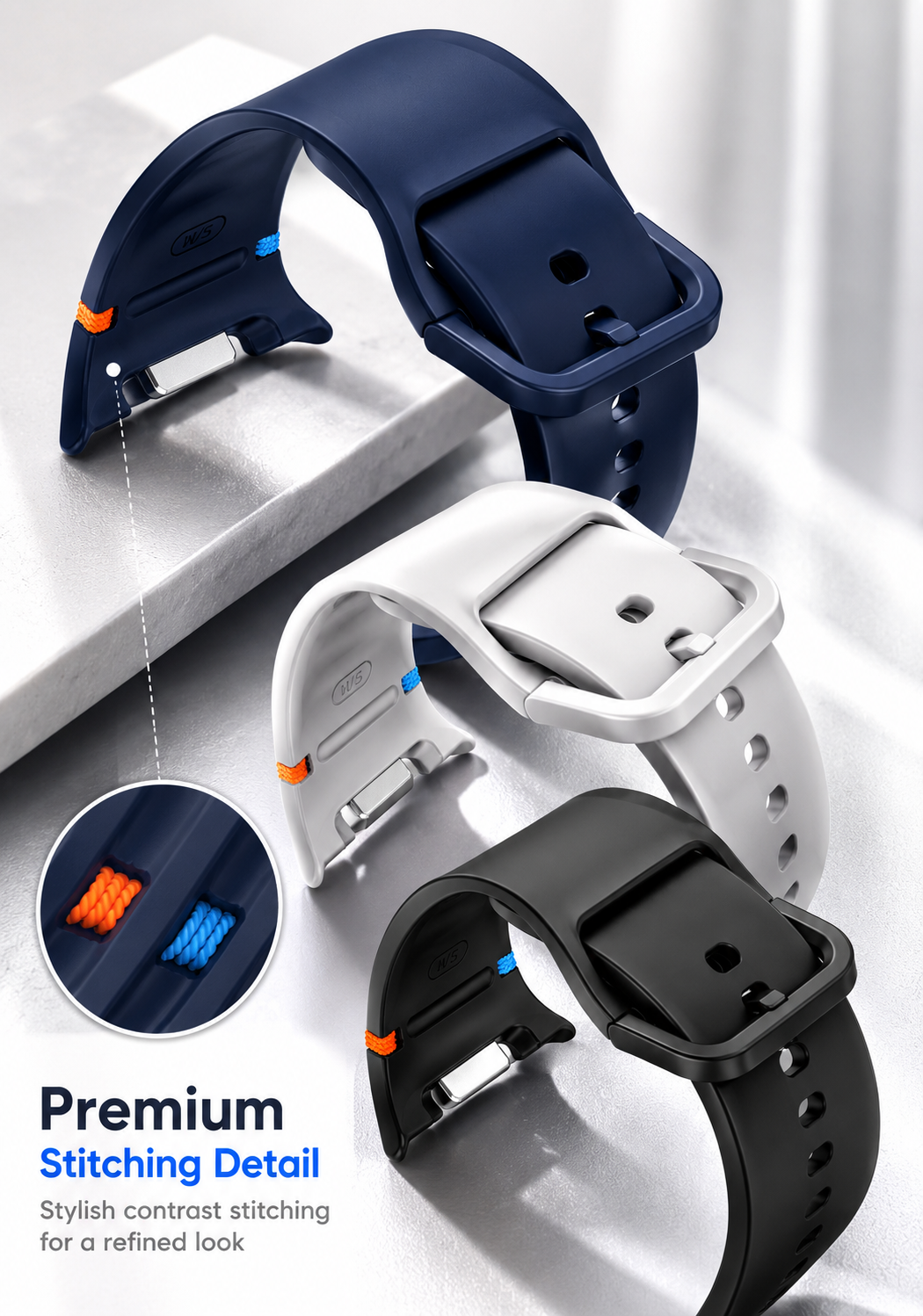 3-Pack Silicone Watch Bands Compatible with Samsung Galaxy Watch 8 (40mm/44mm) & Galaxy Watch 8 Classic (46mm)
