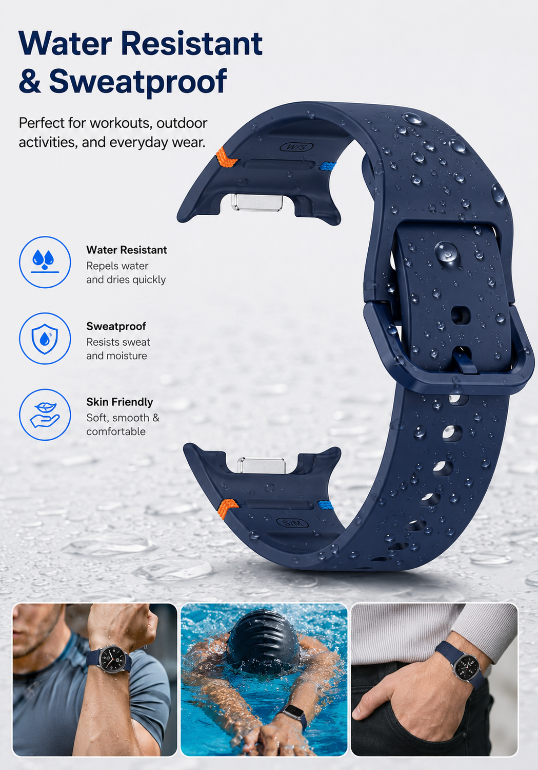 Sweat resistant Galaxy Watch 8 Classic band detail